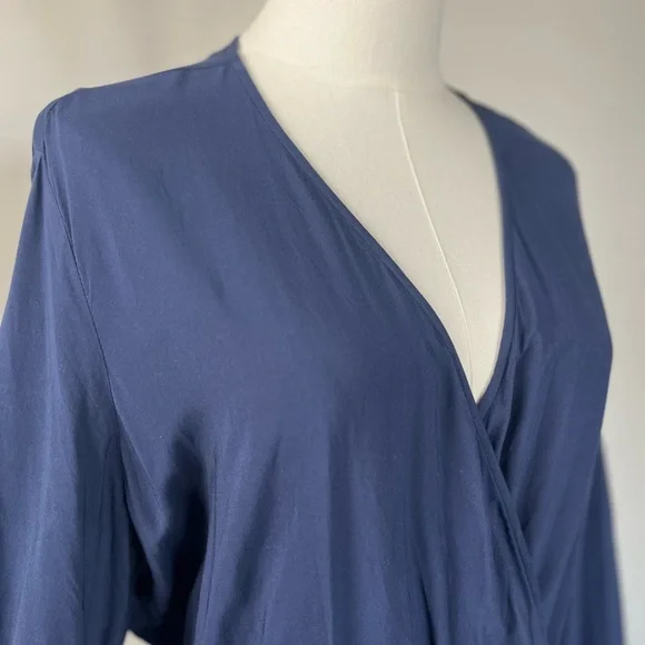 Old Navy Navy Floral Faux Wrap Dress Boho Coastal Size L - Picture 8 of 12